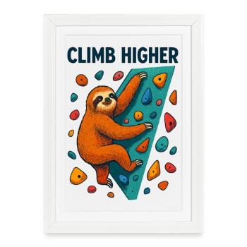 Bouldering Sloth Climbing Gift - Framed poster (27 × 37 cm) - white - Front