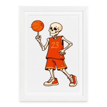 Skeleton Hoops 23 - Affiche encadrée (27 × 37 cm) - blanc - Devant