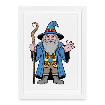 Cosmic Wizard in Starry Hat - Framed poster (27 × 37 cm) - white - Front