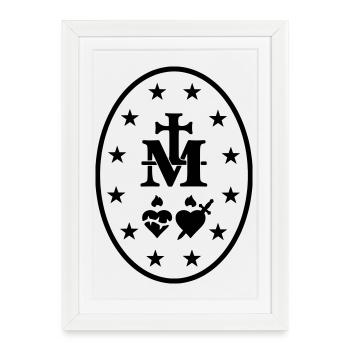 Médaille Miraculeuse Marie Symboles Sacrés - Framed poster (27 × 37 cm) - white - Front