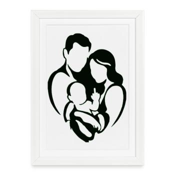 Silhouette familiale Majeur d’amour - Affiche encadrée (27 × 37 cm) - blanc - Devant