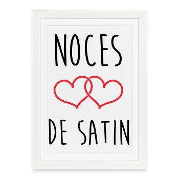 noces de satin 24 ans d'amour - Affiche encadrée (27 × 37 cm) - blanc - Devant
