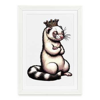 Furet Ferret Holder Furet Propriétaire - Affiche encadrée (27 × 37 cm) - blanc - Devant