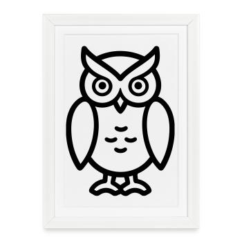 hibou - Affiche encadrée (27 × 37 cm) - blanc - Devant