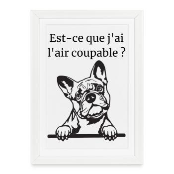 Bouledogue Français - Affiche encadrée (27 × 37 cm) - blanc - Devant