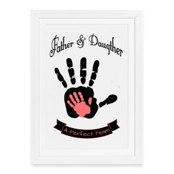 Father and Daughter Handabdruck Teamgeist - Affiche encadrée (27 × 37 cm) - blanc - Devant
