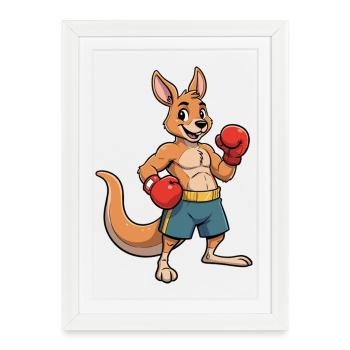 Kangaroo Boxer Cartoon - Framed poster (27 × 37 cm) - white - Front