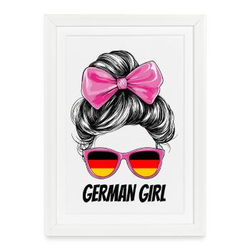 Drapeau du drapeau allemand Femme Fan de lunettes de soleil - Affiche encadrée (27 × 37 cm) - blanc - Devant