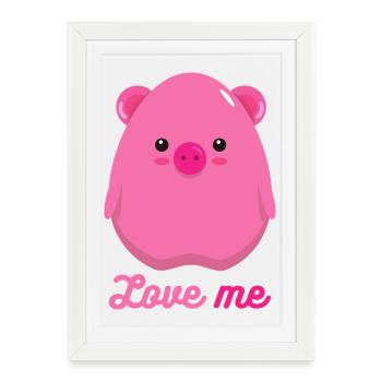 Cochon - Affiche encadrée (27 × 37 cm) - blanc - Devant
