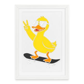 Duck Skateboard Sunglasses Vibe - Framed poster (27 × 37 cm) - white - Front