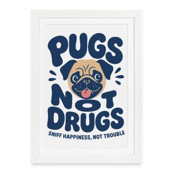 Carlins Pas Drogues Chien Drôle - Affiche encadrée (27 × 37 cm) - blanc - Devant