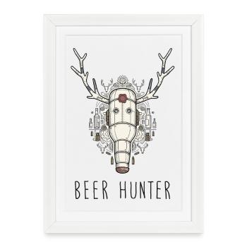 Trophée Beer Hunter - Bouteille en acier - Affiche encadrée (27 × 37 cm) - blanc - Devant