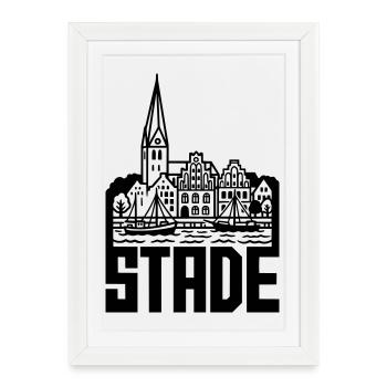 Stade Silhouette Landmark - Framed poster (27 × 37 cm) - white - Front