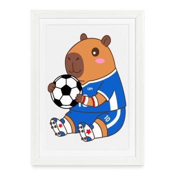Capy Soccer Mascot Jersey -  Apparel Gifts  - Framed poster (27 × 37 cm) - white - Front