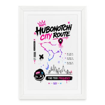 Hubonotchi Neon City Route Frequency - Framed poster (27 × 37 cm) - white - Front