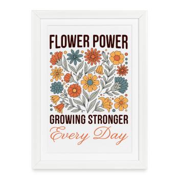 Flower Power Rétro - Affiche encadrée (27 × 37 cm) - blanc - Devant