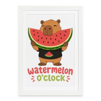 Wassermelone Capybara Sommer - Framed poster (27 × 37 cm) - white - Front
