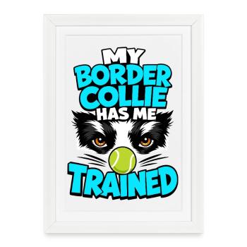 Border Collie m’a dressé, un cadeau drôle de propriétaire de chien - Affiche encadrée (27 × 37 cm) - blanc - Devant