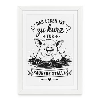Zu kurz fürs saubere Ställe - Gerahmtes Poster (27 × 37 cm) - Weiß - Vorne