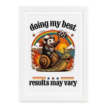 Rat de course sur un escargot - Affiche encadrée (27 × 37 cm) - blanc - Devant