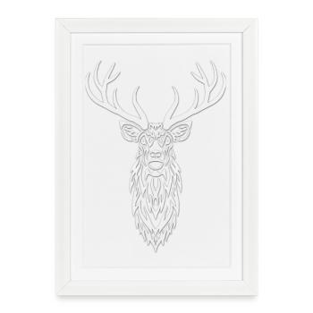 Portrait de cerf blanc - Affiche encadrée (27 × 37 cm) - blanc - Devant