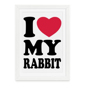 I love my rabbit - J'aime mon lapin - Affiche encadrée (27 × 37 cm) - blanc - Devant