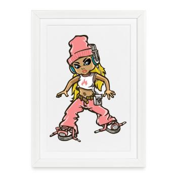 Hip hop fille en rose - Affiche encadrée (27 × 37 cm) - blanc - Devant