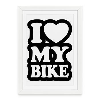 I love my bike - Framed poster (27 × 37 cm) - white - Front