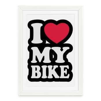 I love my bike - Framed poster (27 × 37 cm) - white - Front