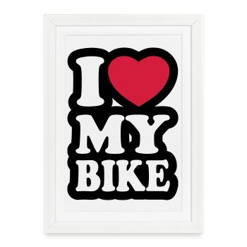 I love my bike - Framed poster (27 × 37 cm) - white - Front