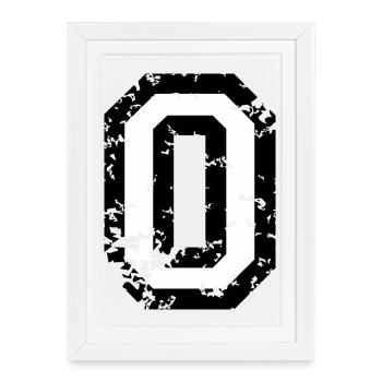 Letter O (Distressed) two-color Black/White - Framed poster (27 × 37 cm) - white - Front