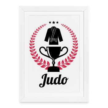 Judo / Judoka / Sport / Fight / Fighter / Strong - Affiche encadrée (27 × 37 cm) - blanc - Devant