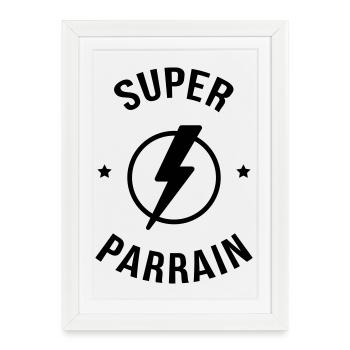 Oncle / Super Parrain / Tonton / Naissance / Bébé - Affiche encadrée (27 × 37 cm) - blanc - Devant