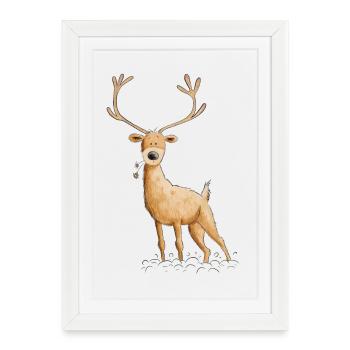 Deer deer hunting hunter gift - Framed poster (27 × 37 cm) - white - Front