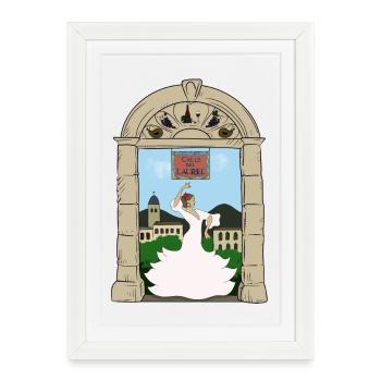Calle del Laurel - Affiche encadrée (27 × 37 cm) - blanc - Devant