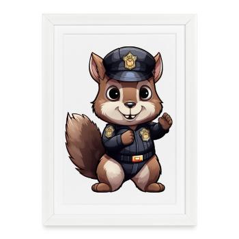 Squirrel Policeman - Framed poster (27 × 37 cm) - white - Front