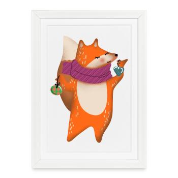 Soft Fox Heart Scarf - Framed poster (27 × 37 cm) - white - Front