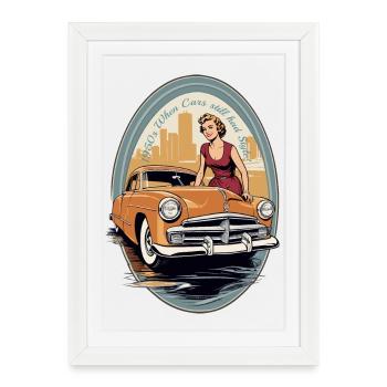 Classic Cars 1950 - Framed poster (27 × 37 cm) - white - Front