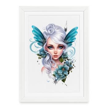 Créatures féeriques aux oreilles de papillon – Fantasy - Affiche encadrée (27 × 37 cm) - blanc - Devant