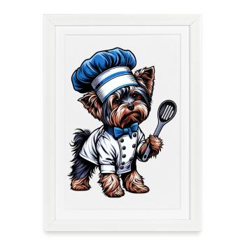 Yorkshire terrier cook - Framed poster (27 × 37 cm) - white - Front