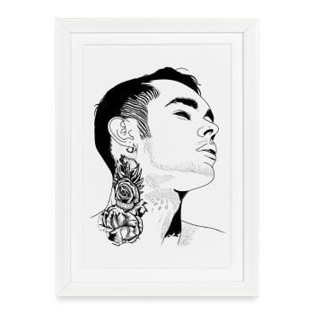 Tatouage Garçon Art Abstrait - Affiche encadrée (27 × 37 cm) - blanc - Devant