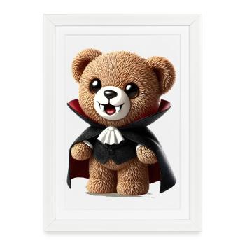 Ours en peluche vampire mignon pour Halloween Fun - Affiche encadrée (27 × 37 cm) - blanc - Devant
