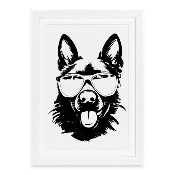 Berger allemand frais - Affiche encadrée (27 × 37 cm) - blanc - Devant