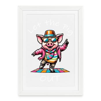 Funny Dance Sow - Affiche encadrée (27 × 37 cm) - blanc - Devant