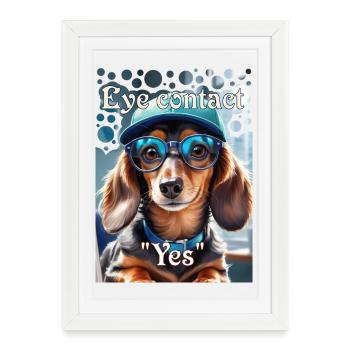 Teckel Look Teckel avec capuchon Lunettes élégantes - Affiche encadrée (27 × 37 cm) - blanc - Devant