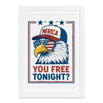 Tu es libre ce soir, Eagle, 4 juillet - Affiche encadrée (27 × 37 cm) - blanc - Devant
