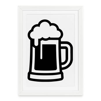 Verre à bière symbole bière - Affiche encadrée (27 × 37 cm) - blanc - Devant