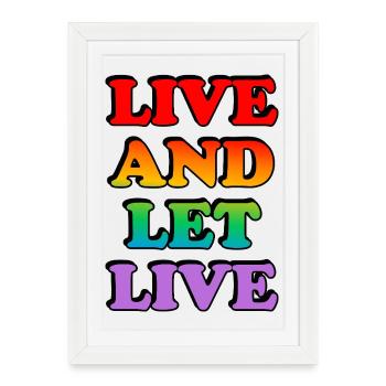 Rainbow Live and Let Live LGBT Pride Tee - Framed poster (27 × 37 cm) - white - Front