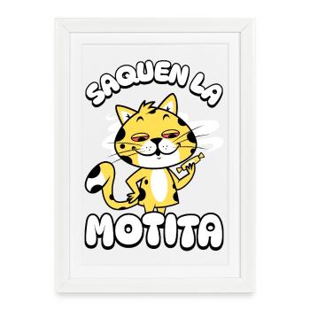 Cat with Guitar Motita - Framed poster (27 × 37 cm) - white - Front