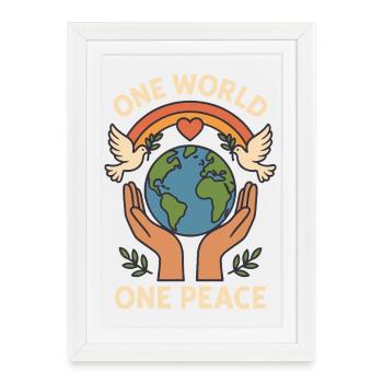 Un monde, une paix - Affiche encadrée (27 × 37 cm) - blanc - Devant